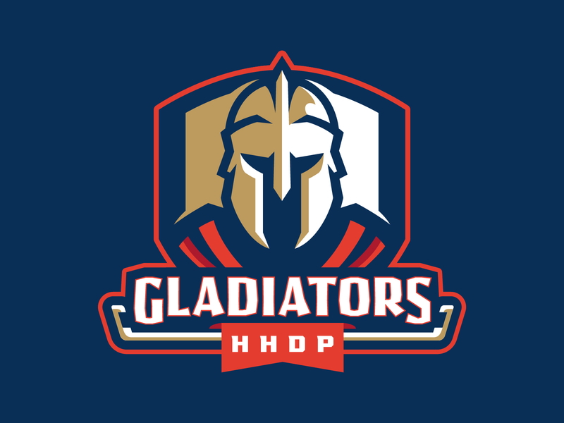 HHDP Gladiators battle brand branding design gladiators helmet hockey league logo mascot matthew doyle sport logo sports spring team vector warriors