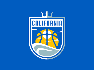 California Basketball Team Logo basketball basketball logo brand branding california crown design king logo mascot matthew doyle royal sea sport logo sports sunset team trident vector wave