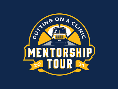 Mentorship Tour basketball branding bus crest drive identity mentor ribbon road road trip school school bus sports sun teach tour type
