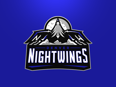 Denver Nightwings Primary animal bird brand branding denver design football logo mascot matt doyle matthew doyle moon night nightwings sport sport logo sports team vector wings