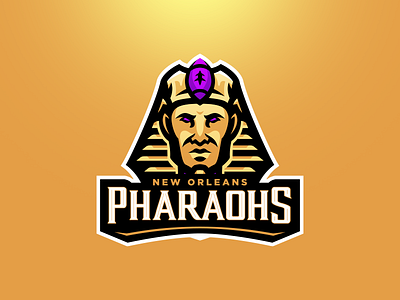 New Orleans Pharaohs Primary brand branding design egypt esports football king logo mascot matthew doyle mummy new orleans pharaoh royalty sport sport logo sports team vector