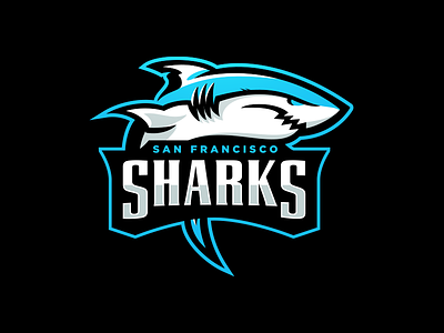 San Francisco Sharks Primary animal brand branding esports fins fish football logo mascot matthew doyle ocean san francisco sharks sport logo sports swim team teeth vector