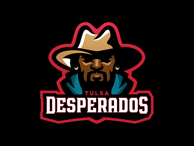 Tulsa Desperados Primary bandana bandit cowboy football guns logo mascot smoke sport logo sports tulsa