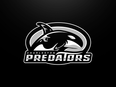 Charleston Predators Primary animal football killer whale logo mascot orca predators sports water wave whale