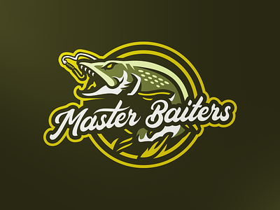Master Baiters angling brand branding fish fishing fishing rod illustration logo lure mascot northern pike sport logo sports team tournament typography vector