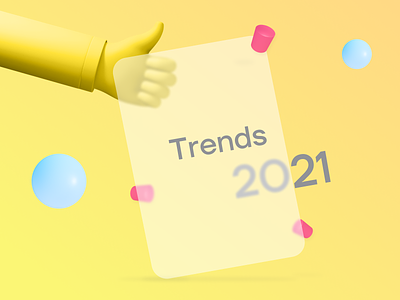 UI Trends 2021: 3D, Glassmorphism, Pantone Yellow Grey 3d glassmorphism pantone2021