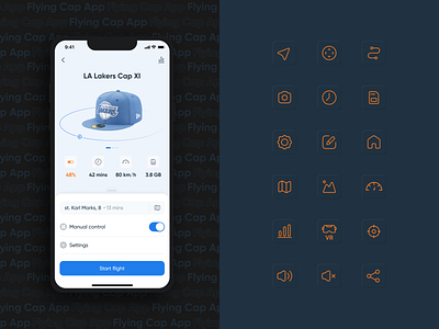 Test Task Flying Cap icon set iconography ios app uidesign uxdesign