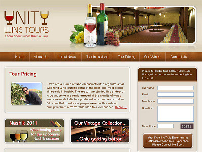 Unity Wine Tours css html 5 photoshop