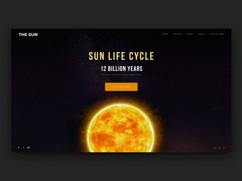 The Sun. Website concept animation burn case concept cycle design hot promo solar solar system space study sun ui universe ux web website website concept website design