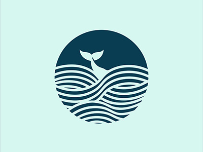 Whale in the Sea blue curves design graphic lines logo sea simple whale