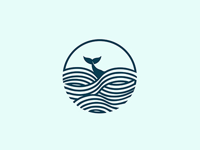 Whale in the Sea blue curves design graphic illustration lines logo mark sea simple whale