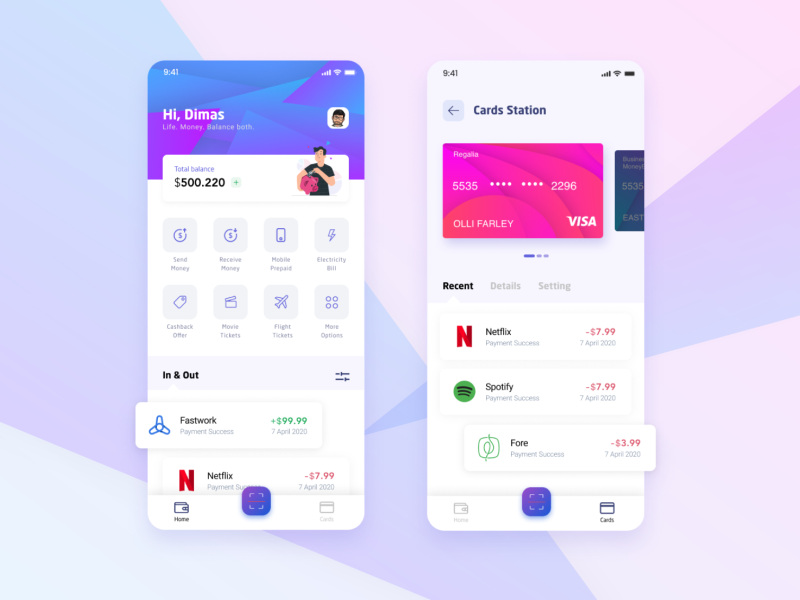 E-Wallet/Finance App by Dimas Sayuti on Dribbble