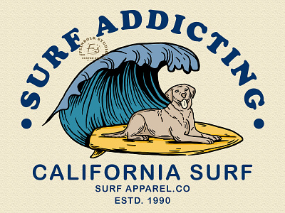 SURF ADDICTING animation artwork branding design hand drawn illustration illustrator logo tshirtdesign vector vintage