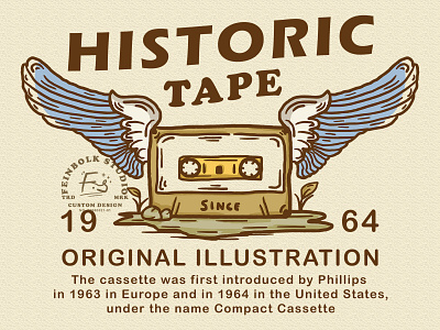 HISTORIC TAPE artwork branding design hand drawn illustration illustrator logo tshirtdesign vector vintage