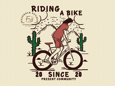 RIDING A BIKE artwork branding design hand drawn illustration illustrator logo tshirtdesign vector vintage