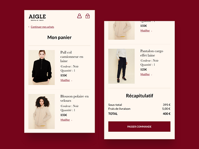 Daily UI - Shopping Cart aigle apparel clothes dailyui dailyui058 ecommerce eshop mobile shoppingcart uidesign uxdesign