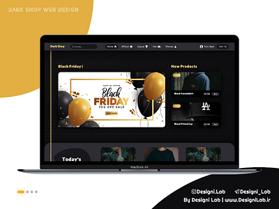 Dark Shopping Website adobe app appui black colorful design farsi fastfood food gold illustrator inspiration persian ui uimap ux white xd