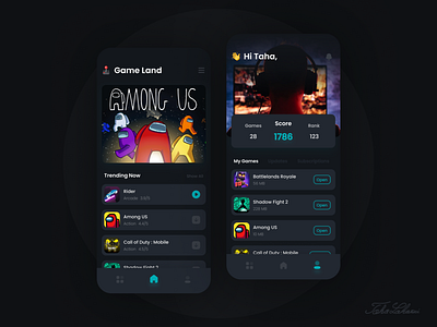 🕹 Game Land | Concept amongus app appui concept dark darkmode design figma game gamers ui uidesign