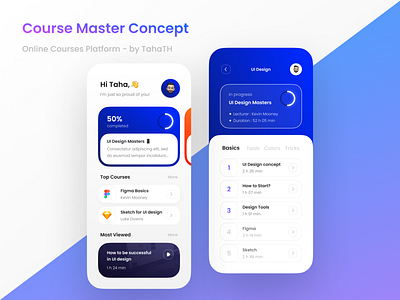 Course Master | Concept app app design blue colorful course course app curved design figma gradient learning minimal ui ui design uiux