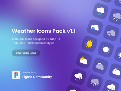 ⛅ Weather Icons Pack v1.1 blue cloud cloudy colored design figma icon icon pack illustration minimal rain rainy snow snowy sun sunny weather