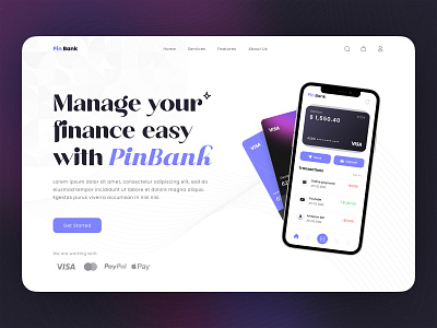 Pin Bank 📍 | Landing Page bank account banking banking app design finance app financial fintech landing landing page money transfer transactions ui uiux ux web webdesign