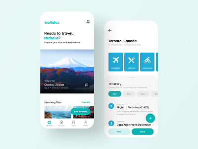 Traffaluc — Travel Itinerary App Design app app design clean design itinerary itinerary app minamalist minimal mobile mobile design travel travel app ui ui design uiux user experience user interface ux ux design visual