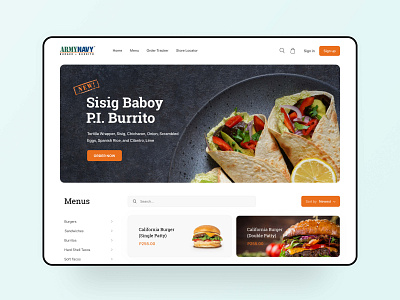 Army Navy — Food Delivery Website Design