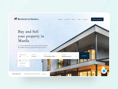 Residences Manila — Real Estate UI Design clean design minimal property real estate simple ui user experience user interface ux visual web website