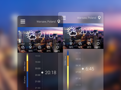 Golden Hour app blur design golden hour icons layout photography ui weather
