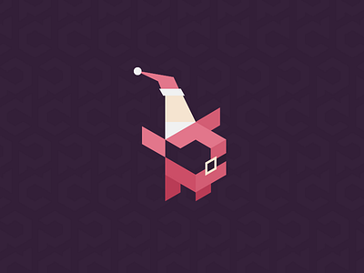 Santa is coming to town! alternative christmas design geometric icon logo merry pink purple santa simple