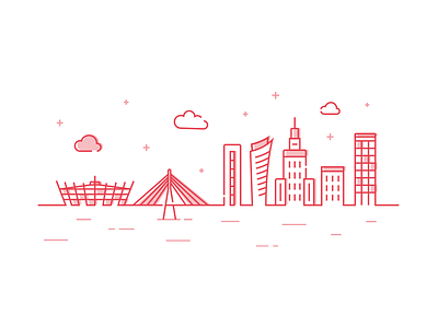 Warsaw Skyline city flat icon illustration poland simple warsaw