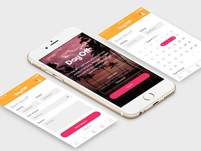 Day Off Mobile app booking calendar card flat form mobile web