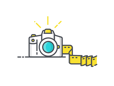Camera Icon film flash flat hobby illustration photo pictographic picture shadow simple