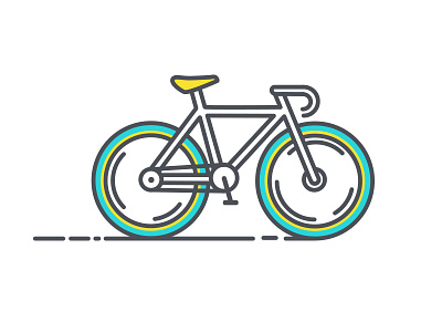PrimeBike Icon bicycle bike blue flat icon illustration linear ui web white yellow