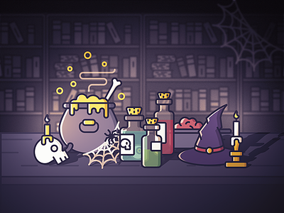 Witch's Lab brain candle cauldron halloween hat haunt haunted magic skull spider witch