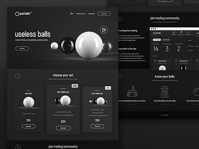 Just Balls - Landing Page app black design flat gray landing simple ui ux web white
