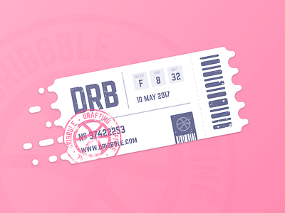 Dribbble Invitation challenge contest draft drafting dribbble flat icon invitation invite stamp ticket