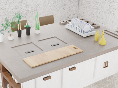 Sustainable 3D Kitchen Island 3d 3ddesign blender blender2.8 realistic render sustainable