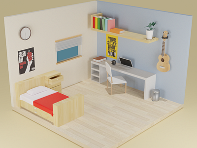 3D Isometric Bedroom