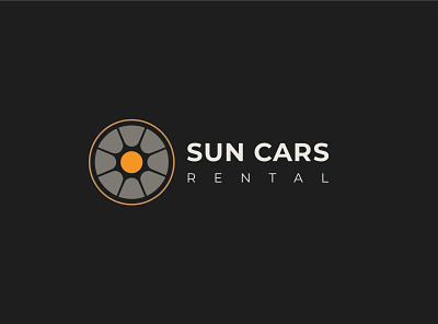 Sun Cars Rental logo brand cars color design logo minimalism typography