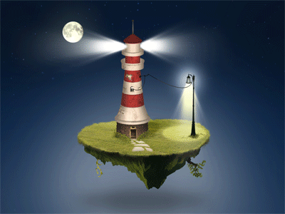 Lighthouse animation gif icon island lighthouse opos