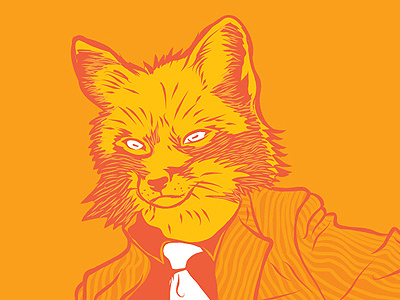 Mr fox (close up) - sticker fox illustration opos orange sticker
