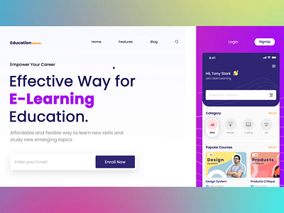 Education- Learning Platform Home Page UI aftereffects animation branding education education homepage ui logo motion graphics ui uiux