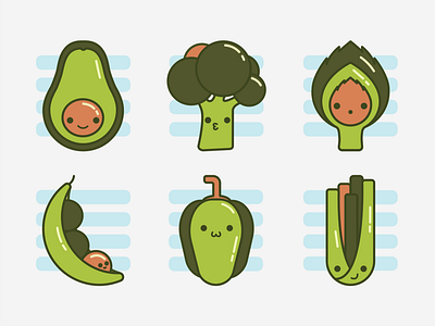 Just some green veggie icons :3 avocado branding broccoli design flat graphicdesign green healthyfood icon icon design icon set illustration illustrator ui vector vector art vegan vegan food veggie veggies