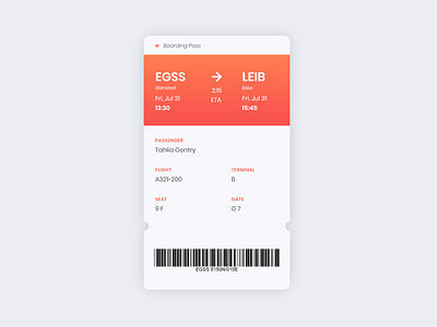 Daily UI 024 - Boarding Pass app dailyui design ui web