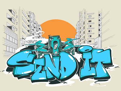 "SEND IT" character concept design digitalart graffiti illustration painting urban art vector