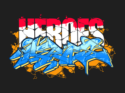" HEROES " branding concept digitalart graffiti illustration old school painting urban art vector wild style