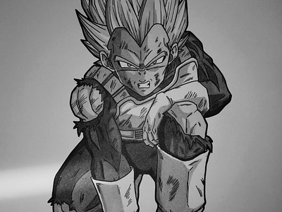 a very detailed pencil drawing of dragon ball z manga