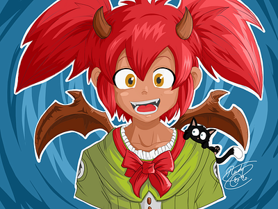 [Digital] Demon girl 2d character digital drawing manga