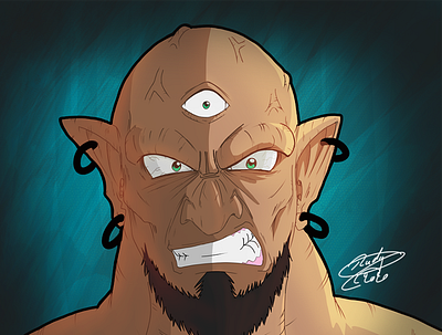 [DIGITAL + Speed painting video] The three eyed Ogre. 2d character digital drawing manga